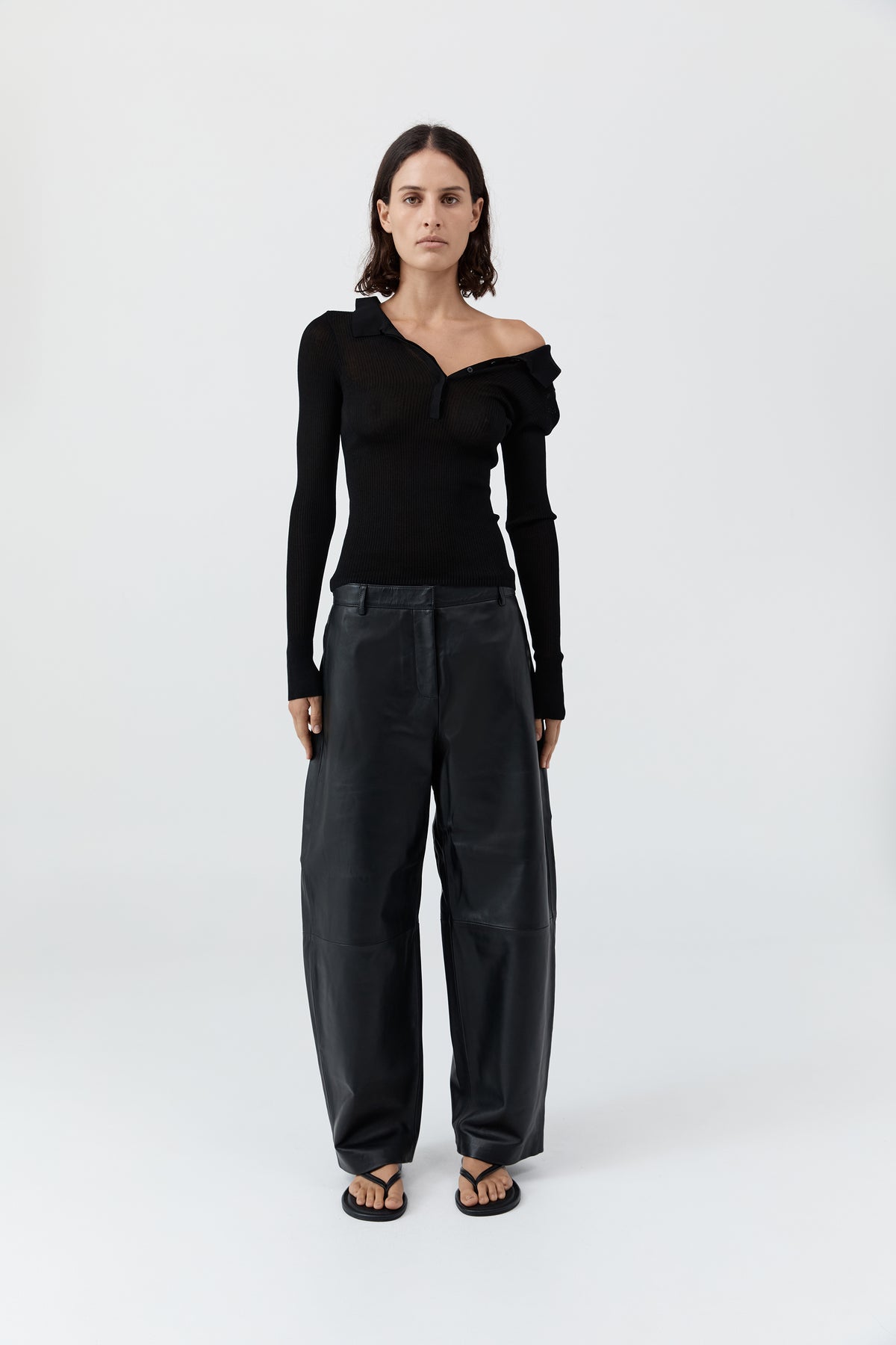 Leather Balloon Pants - Black