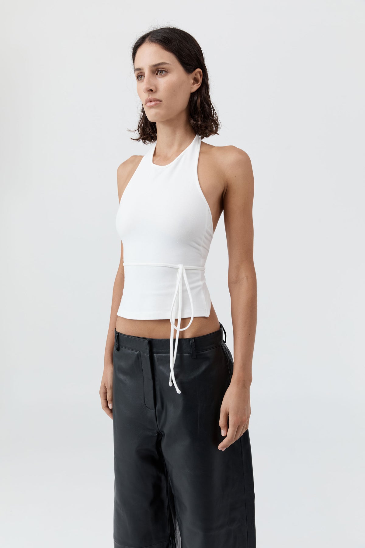 Soft Jersey Halter Top - White