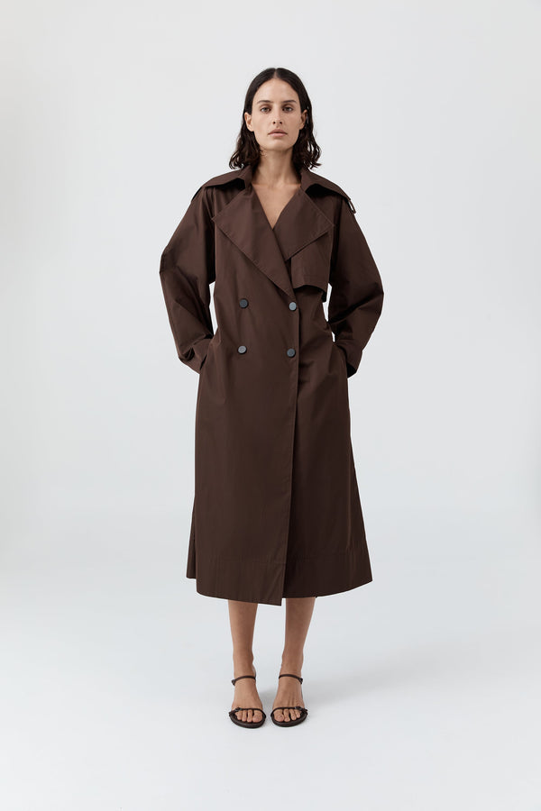 Paper Taffeta Relaxed Trench - Mocha