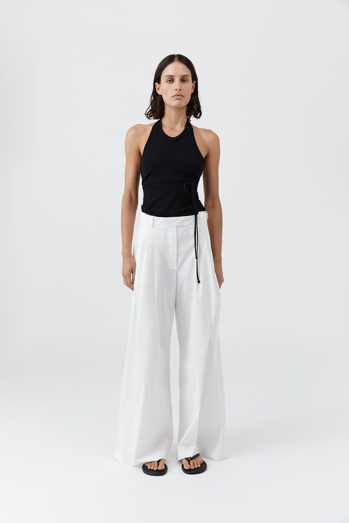 Adjustable Palazzo Pants - White