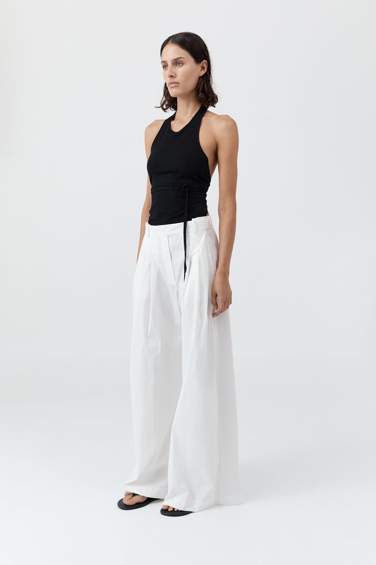 Adjustable Palazzo Pants - White