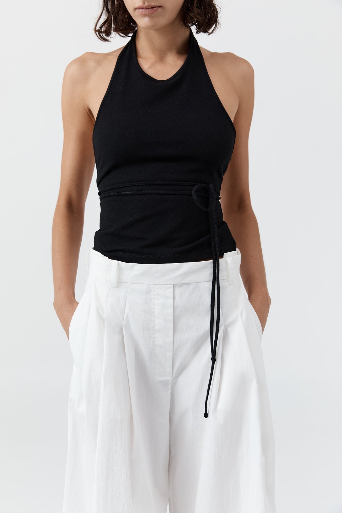 Soft Jersey Halter Top - Jet Black