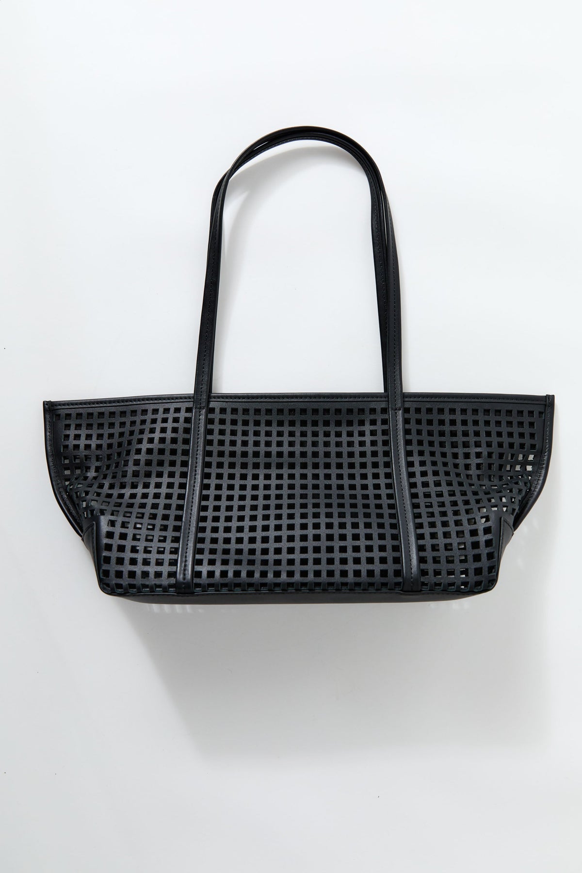 Perforated Slim Bateau Tote - Black
