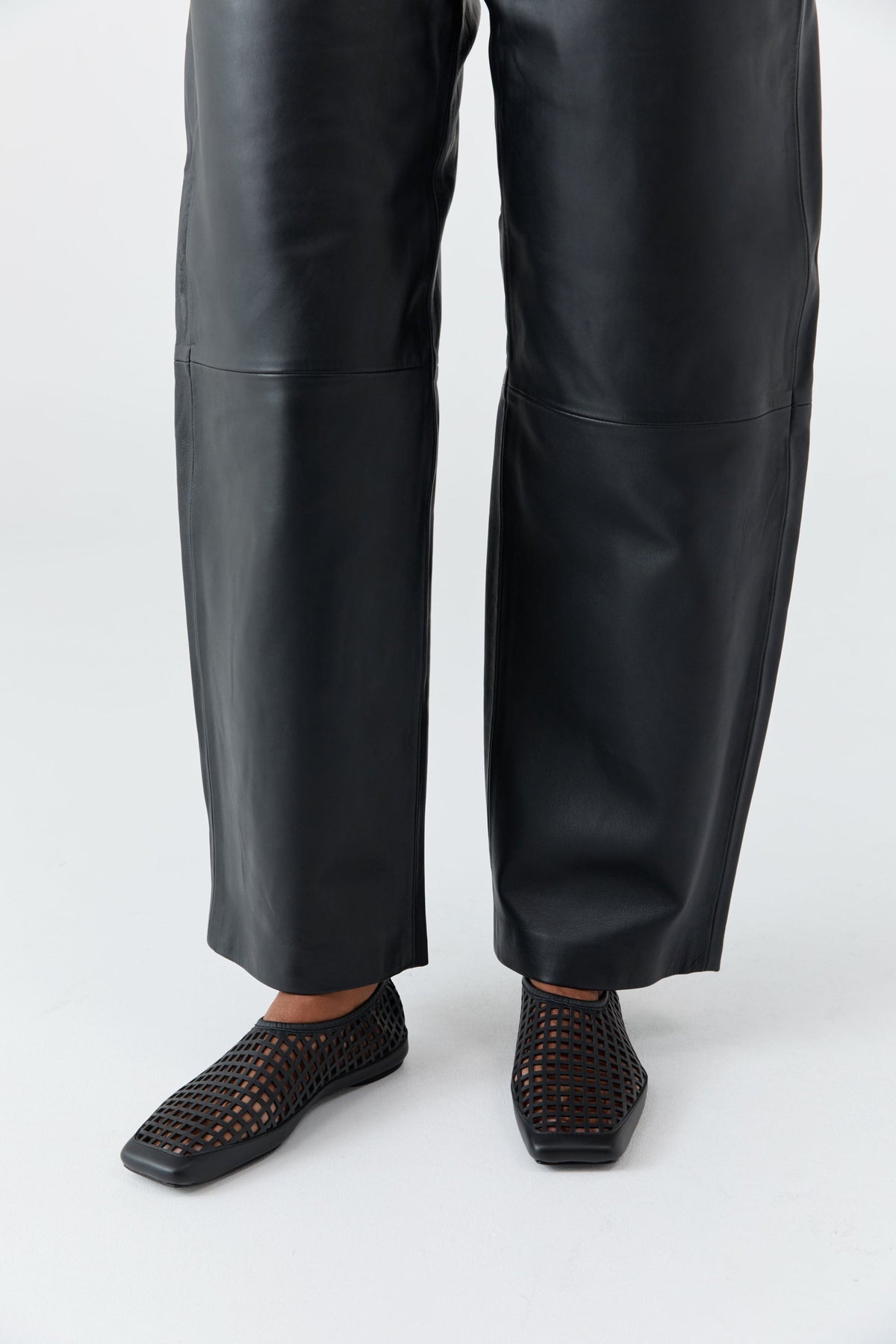 Perforated Square Toe Flat - Black