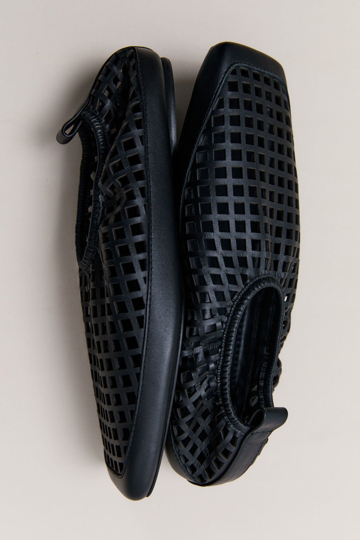 Perforated Square Toe Flat - Black