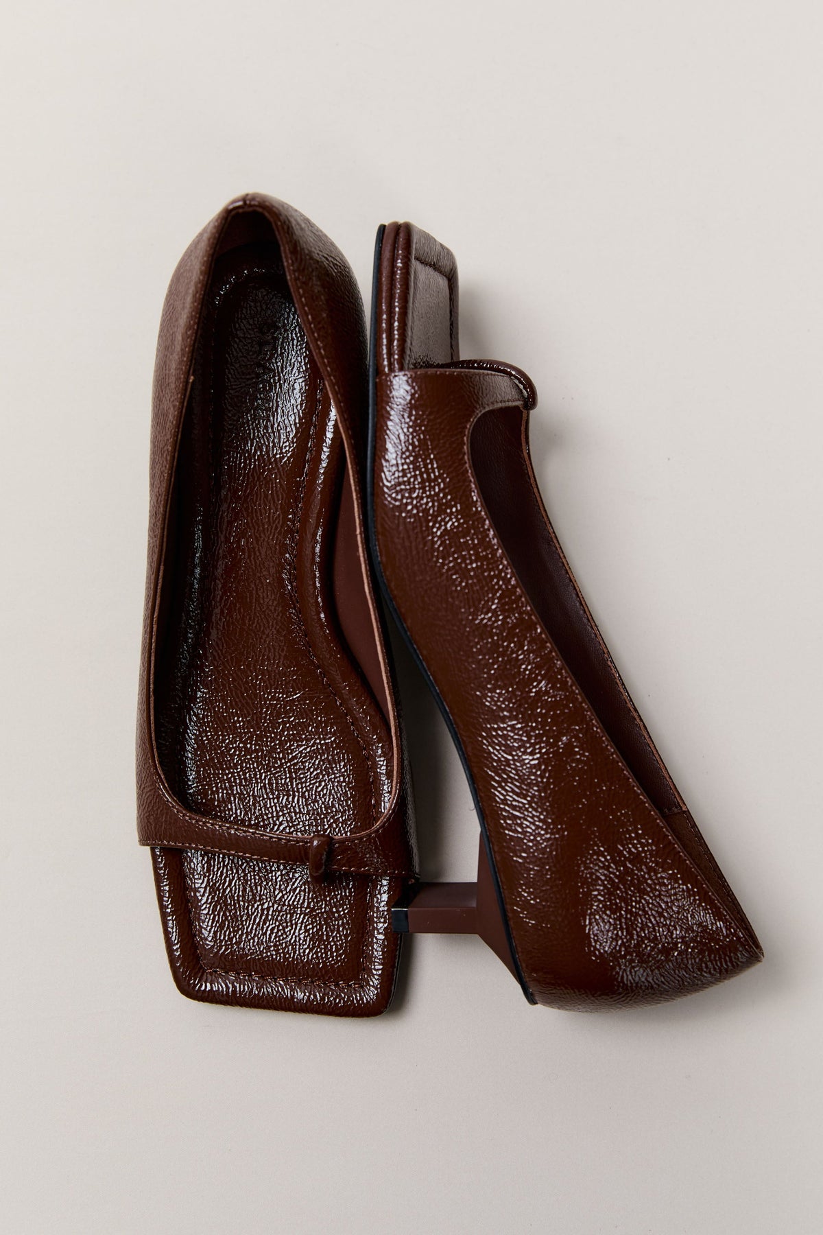 90s Square Toe Heel - Patent Liqueur