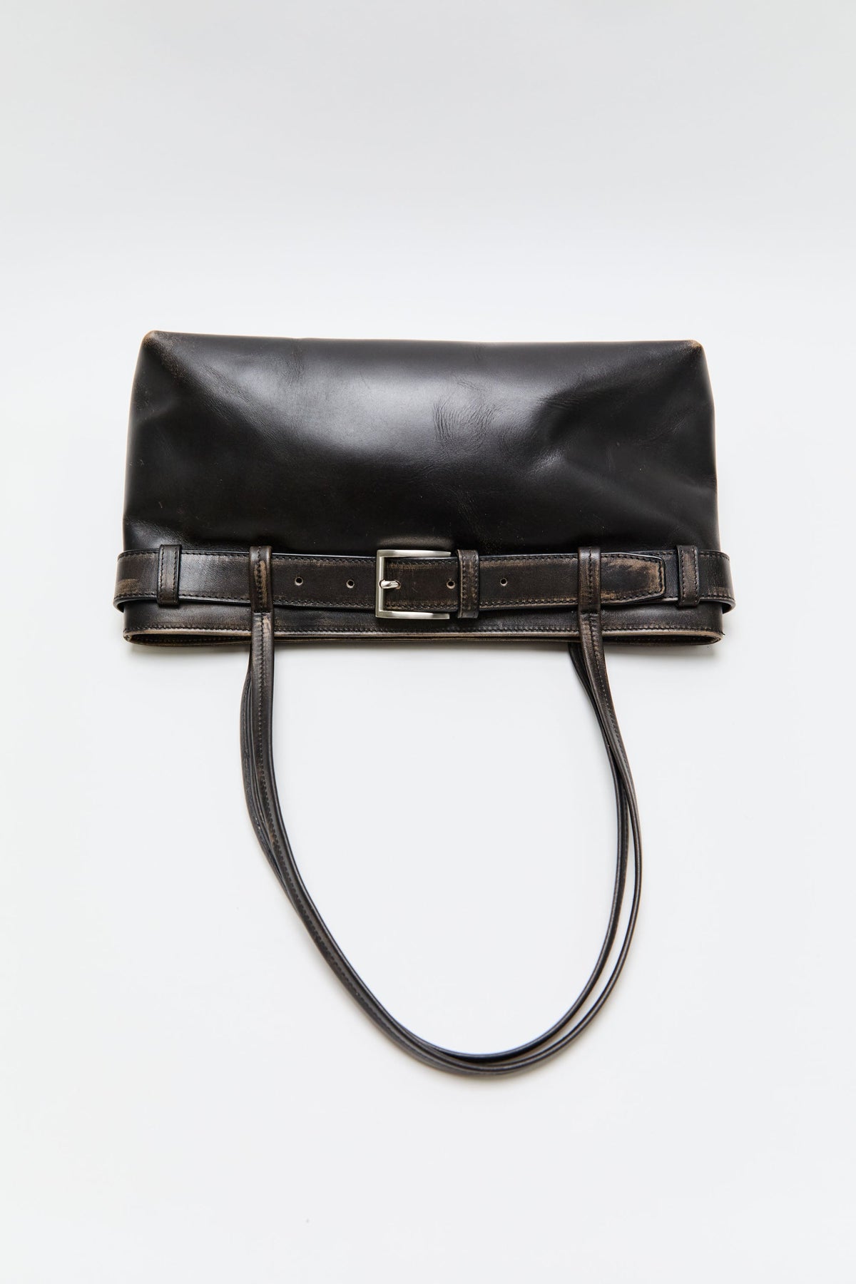 Brushed Belt Detail Baguette - Black