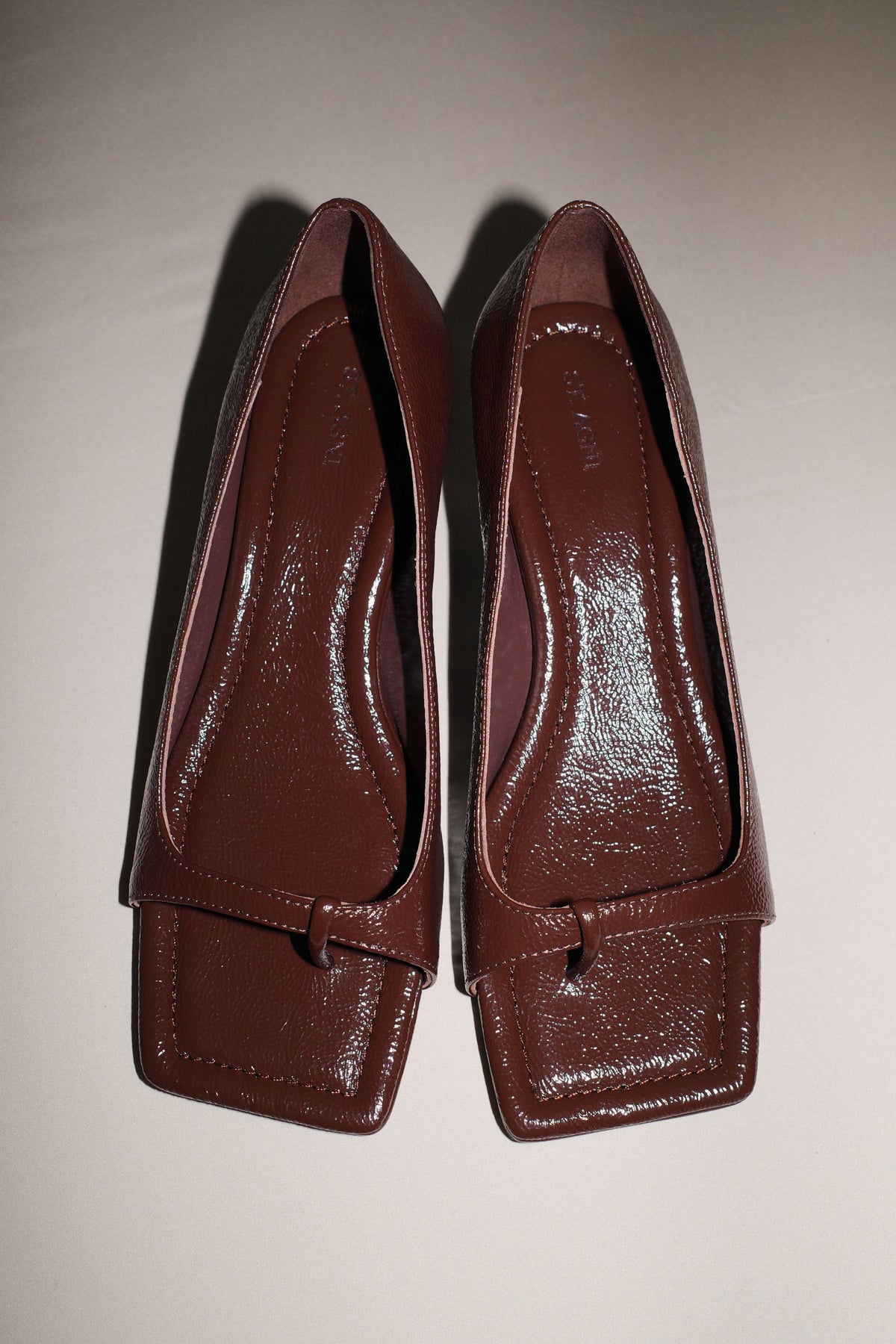 90s Square Toe Heel - Patent Liqueur