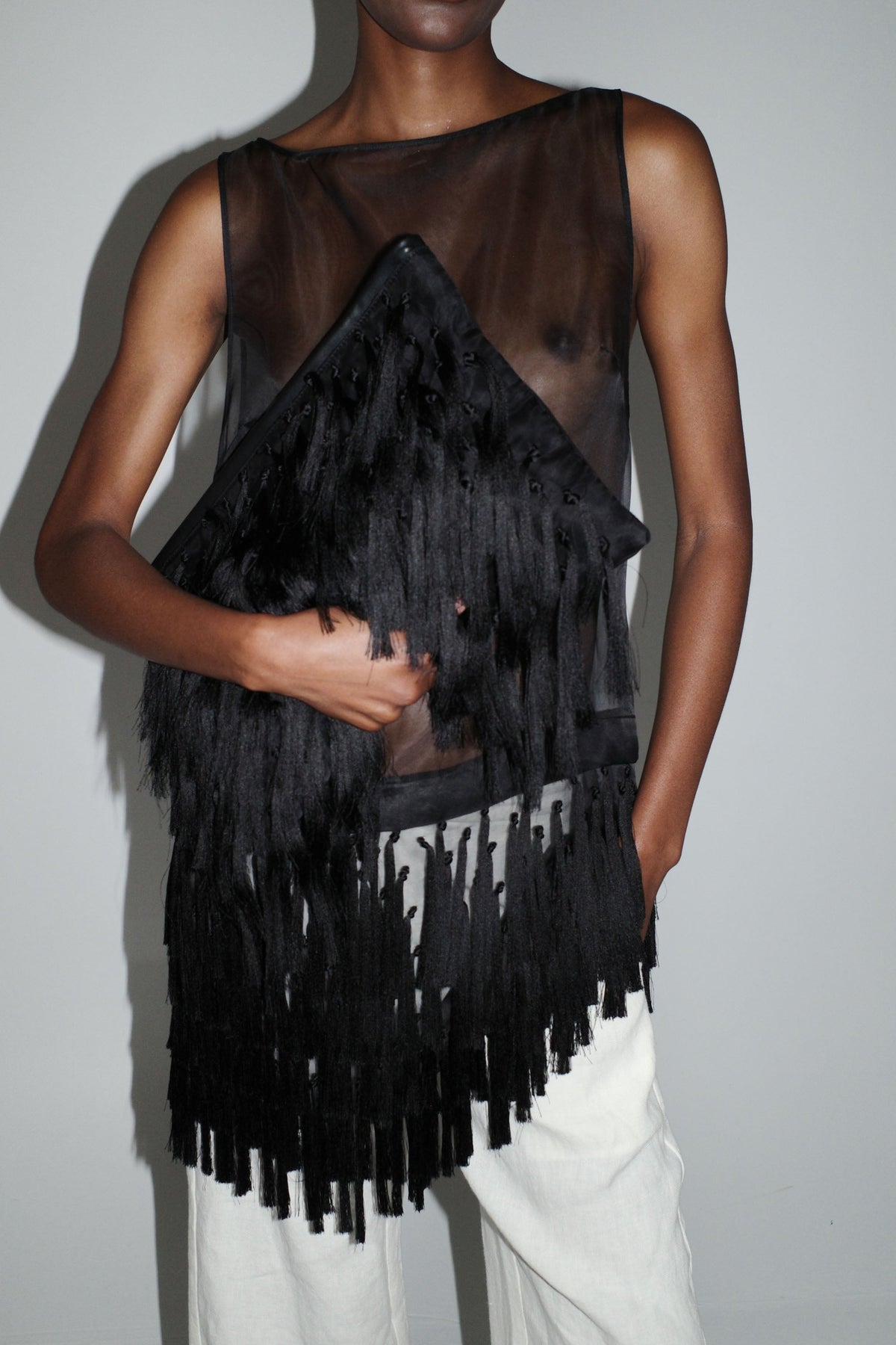 Tassel Oversized Clutch - Black