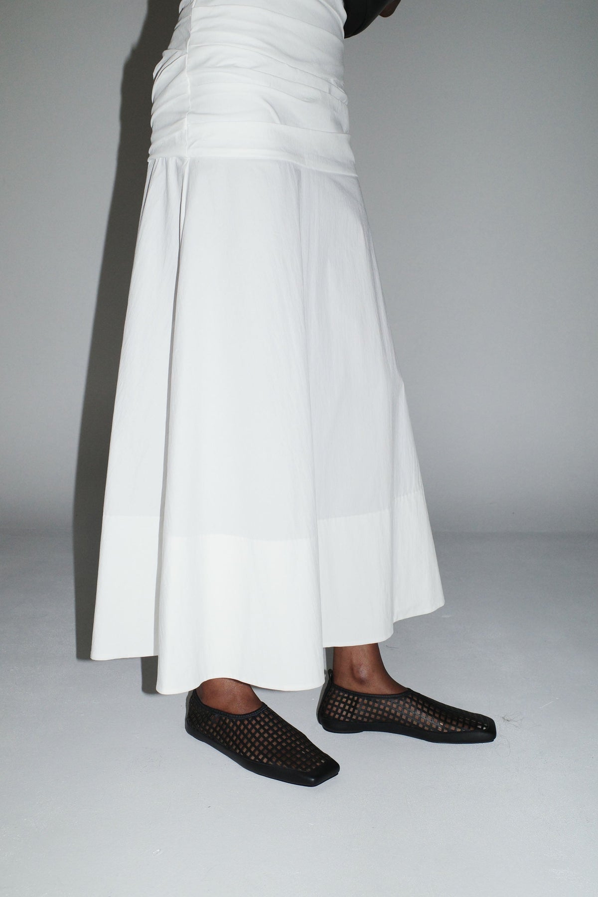 Perforated Square Toe Flat - Black