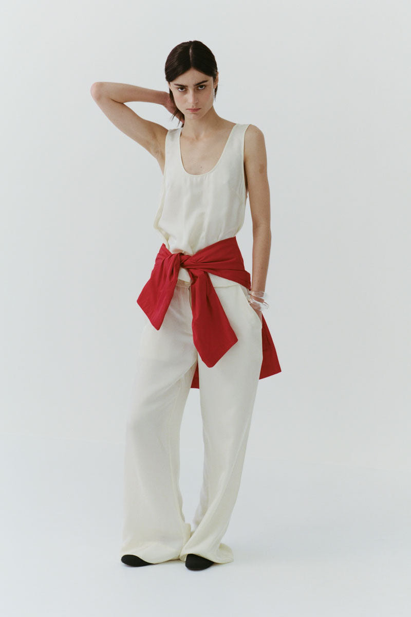 Silk Twill Pants - Milk