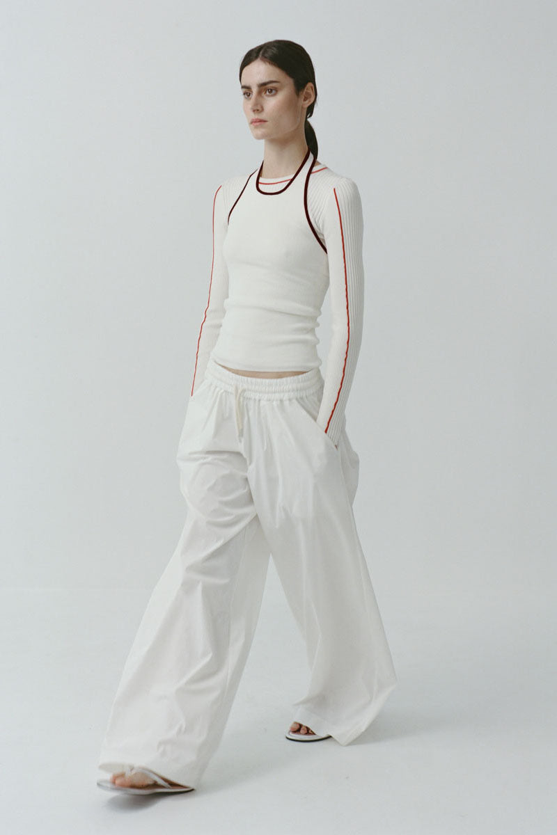 Fine Line Halter Top - Off White / Black