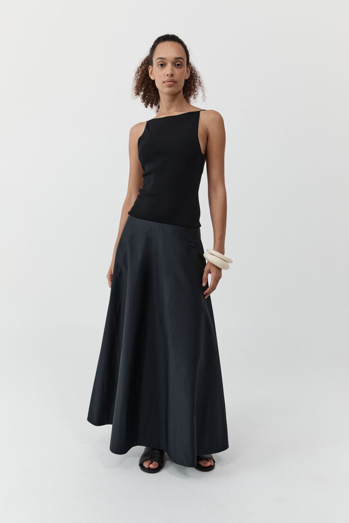 Backless Circle Hem Dress - Black