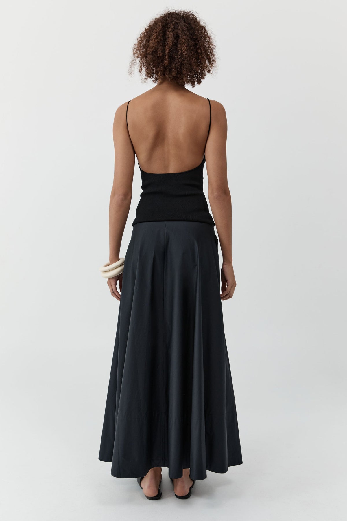 Backless Circle Hem Dress - Black