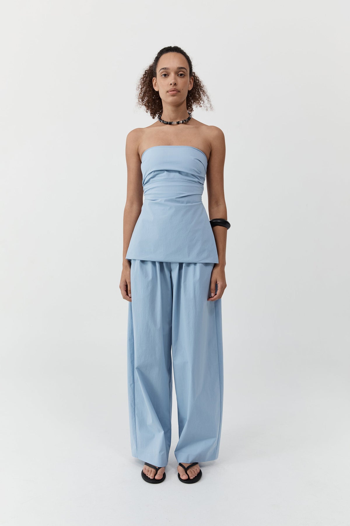 Strapless Tie Back Top - Sky
