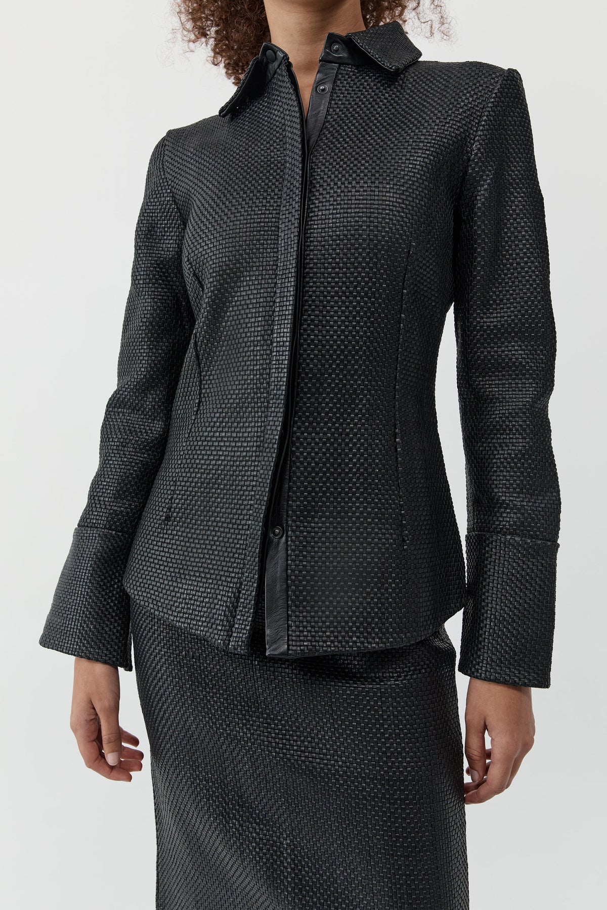 Woven Leather Shirt - Black