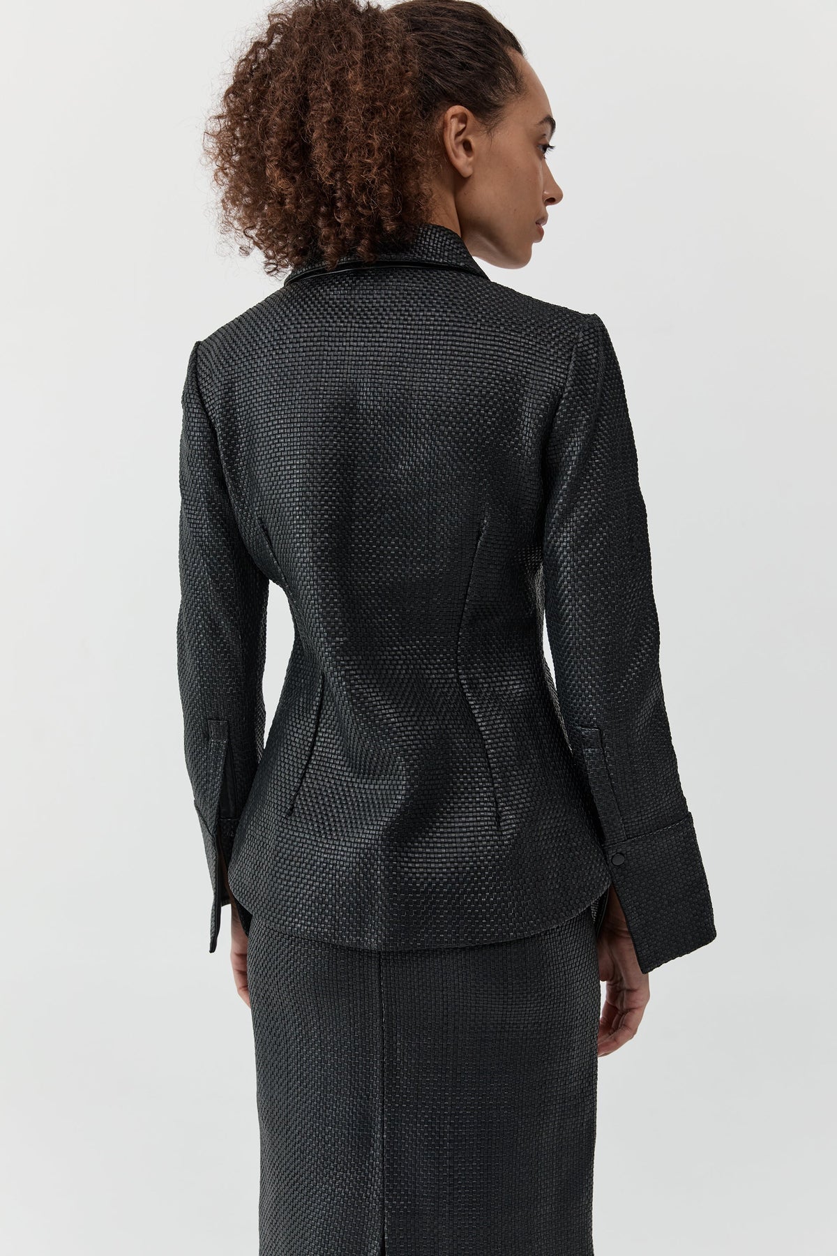 Woven Leather Shirt - Black