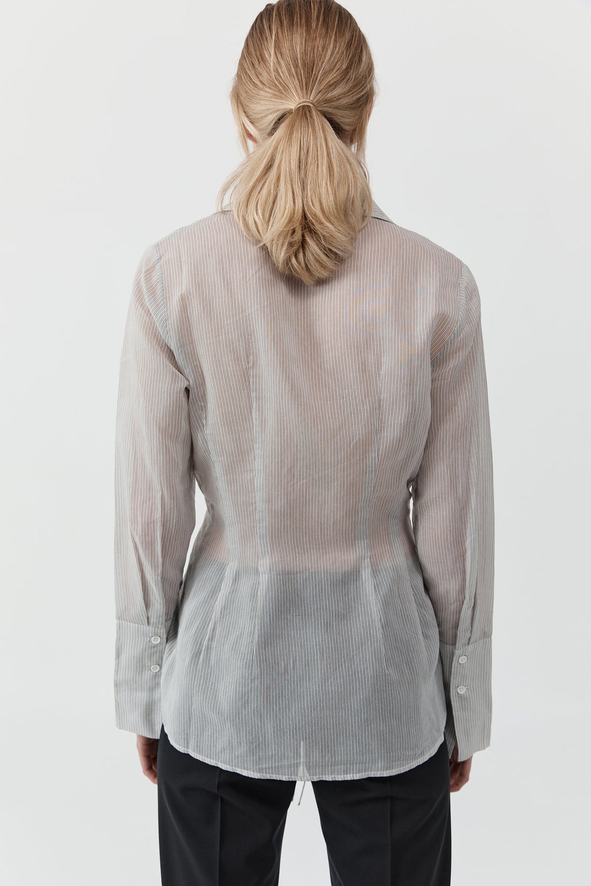 Sheer Stripe Tie Shirt - Sheer Stripe