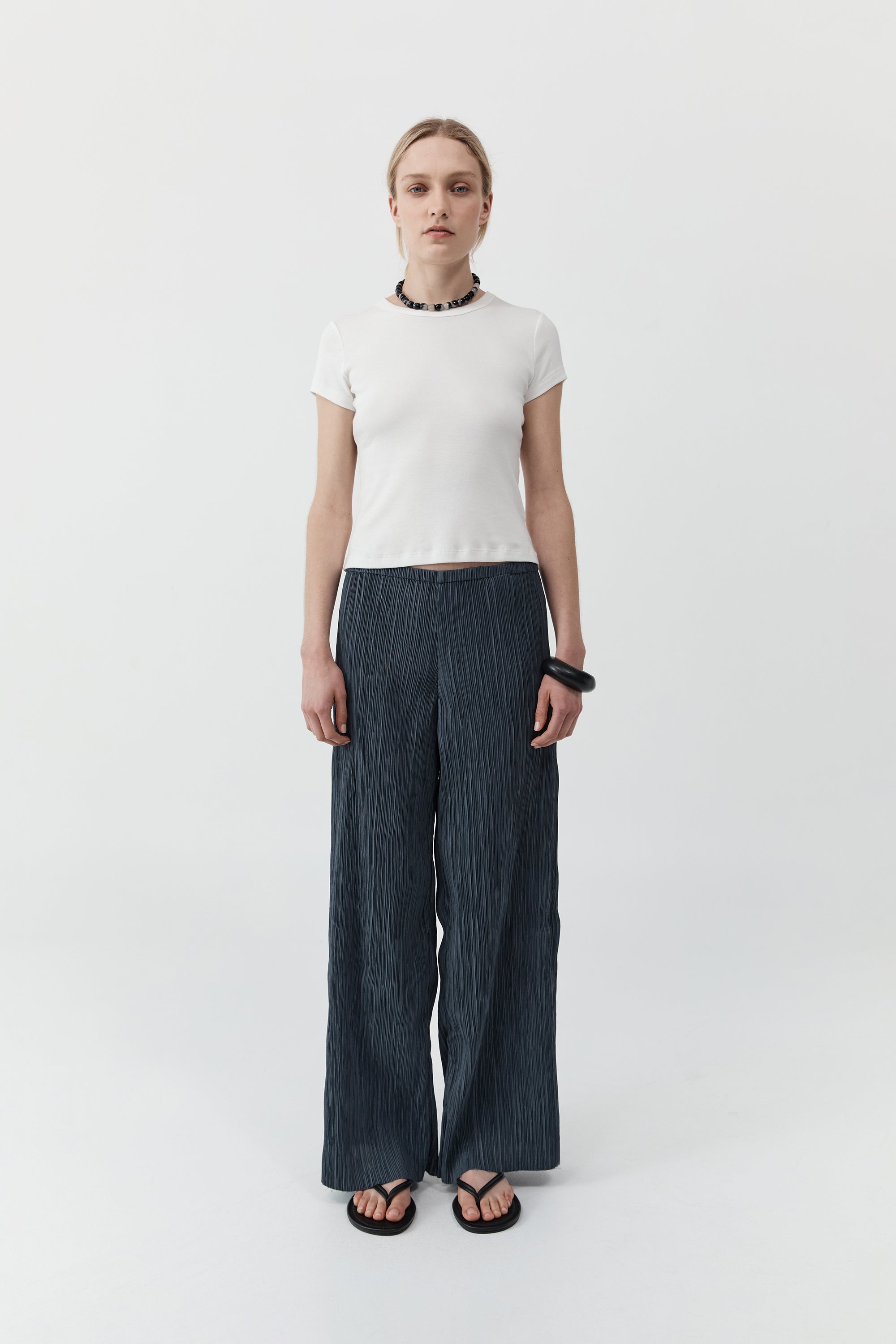 Mini Pleat Pants - Washed Black
