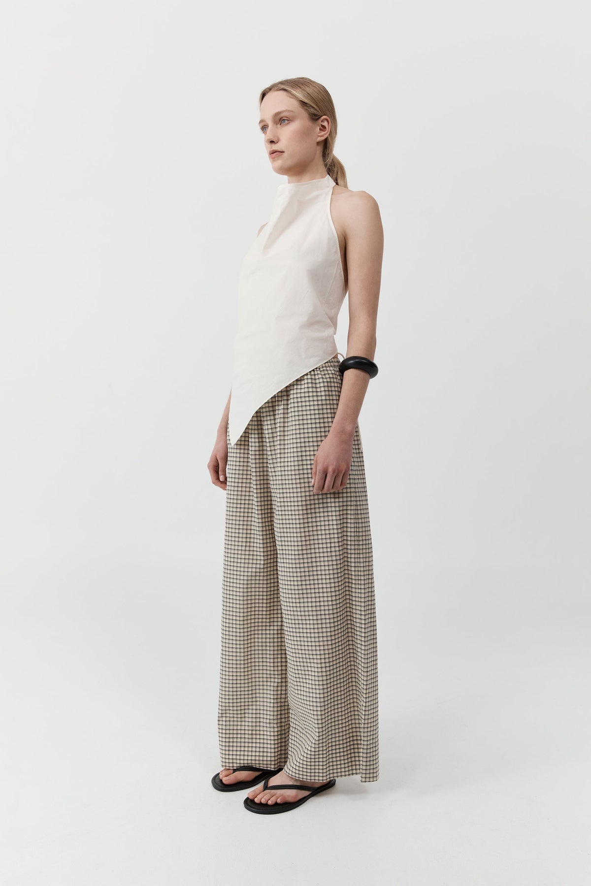 Cotton Check Relaxed Pant - Check