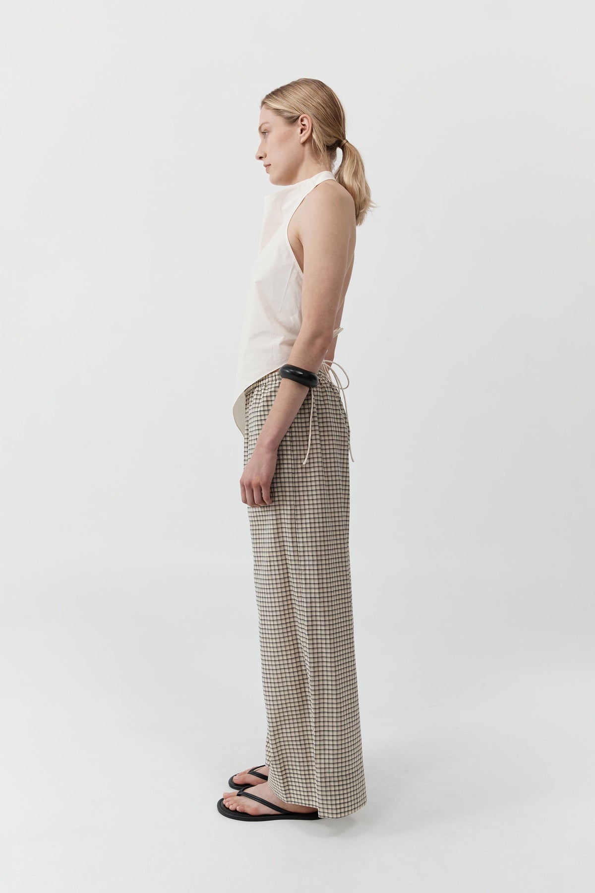 Cotton Check Relaxed Pant - Check