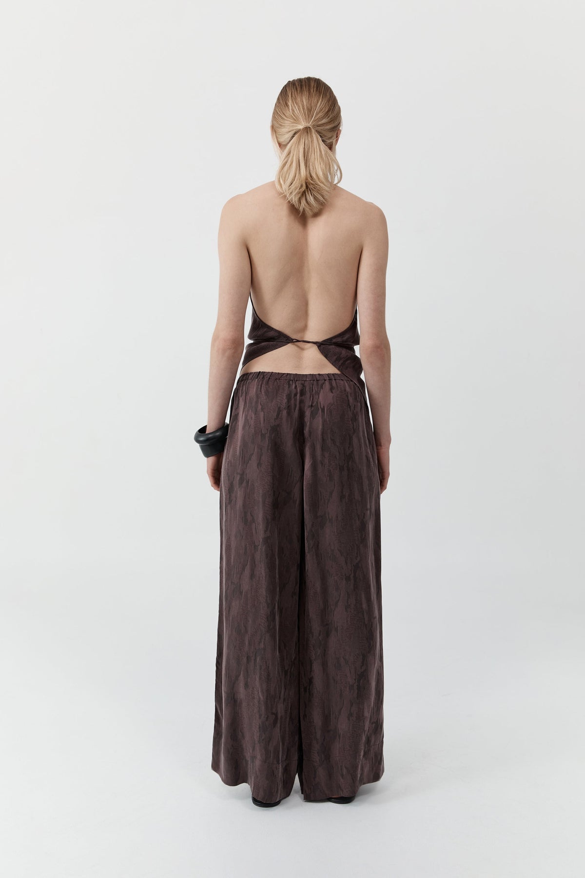 Jacquard Relaxed Pants - Chocolate Plum