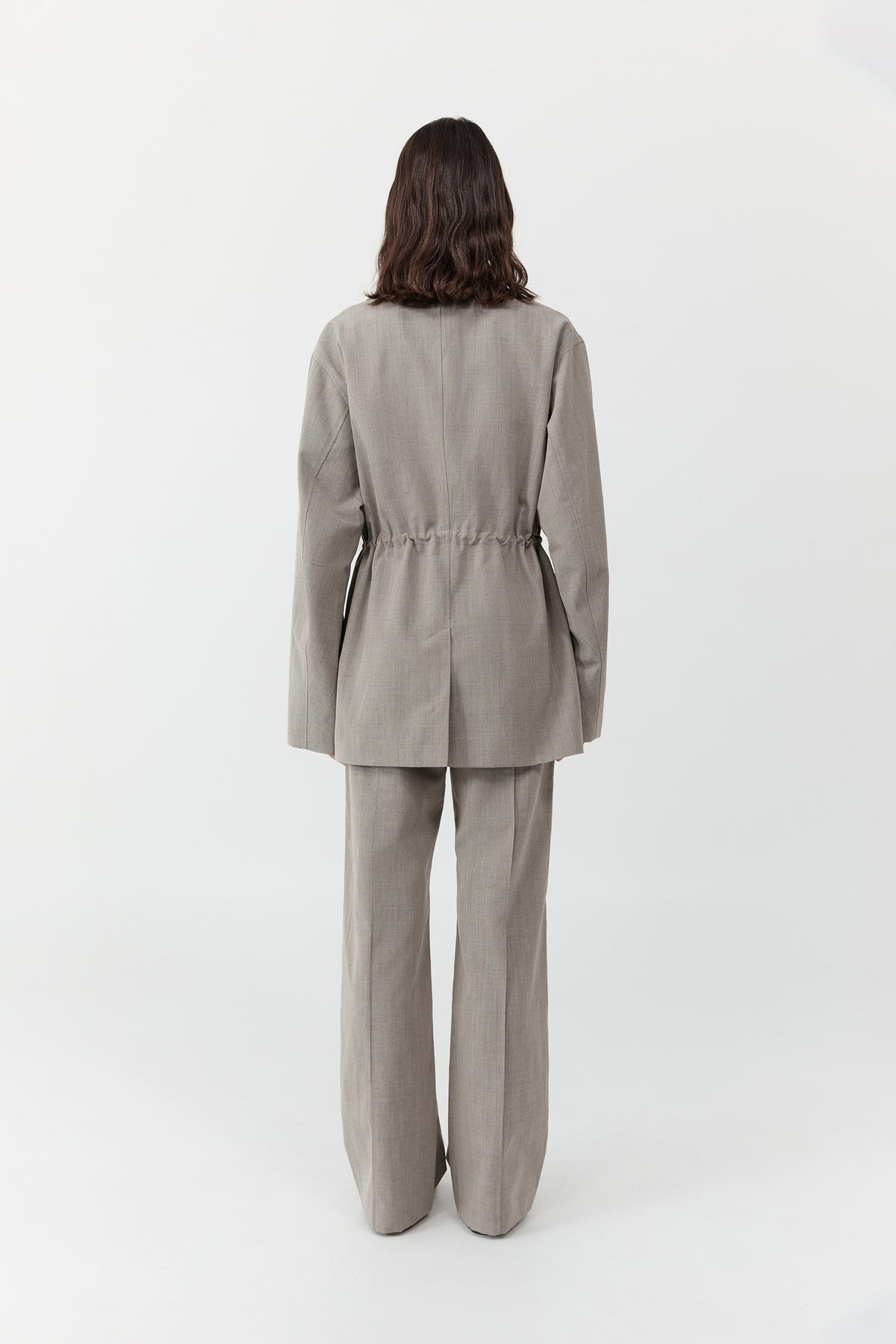 Drawstring Waist Blazer - Pebble Melange