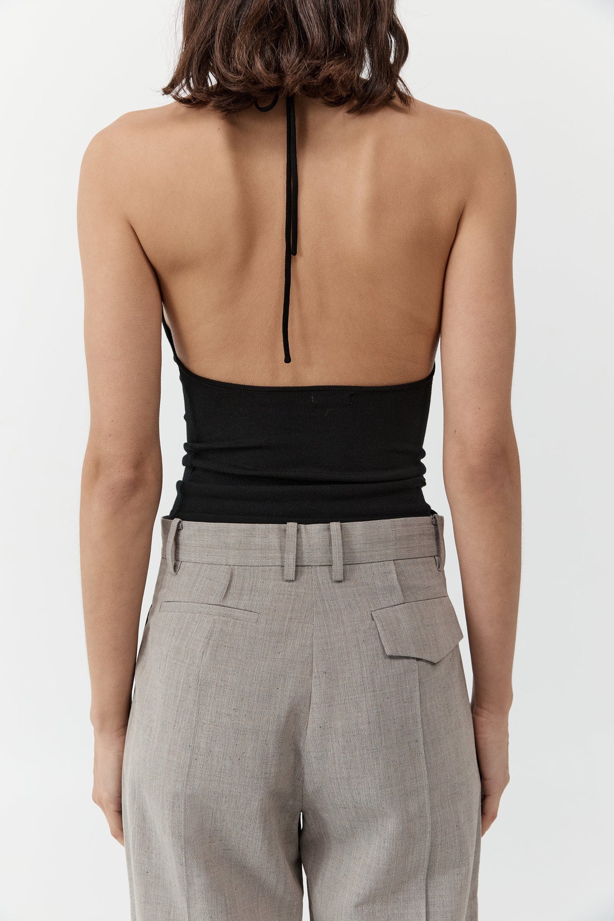 Cowl Halter Knit Top - Black