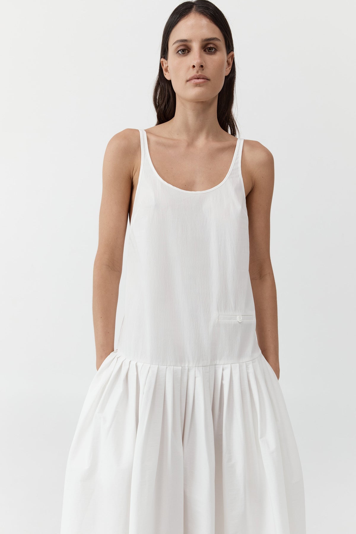 Relaxed Pleat Dress - Off White