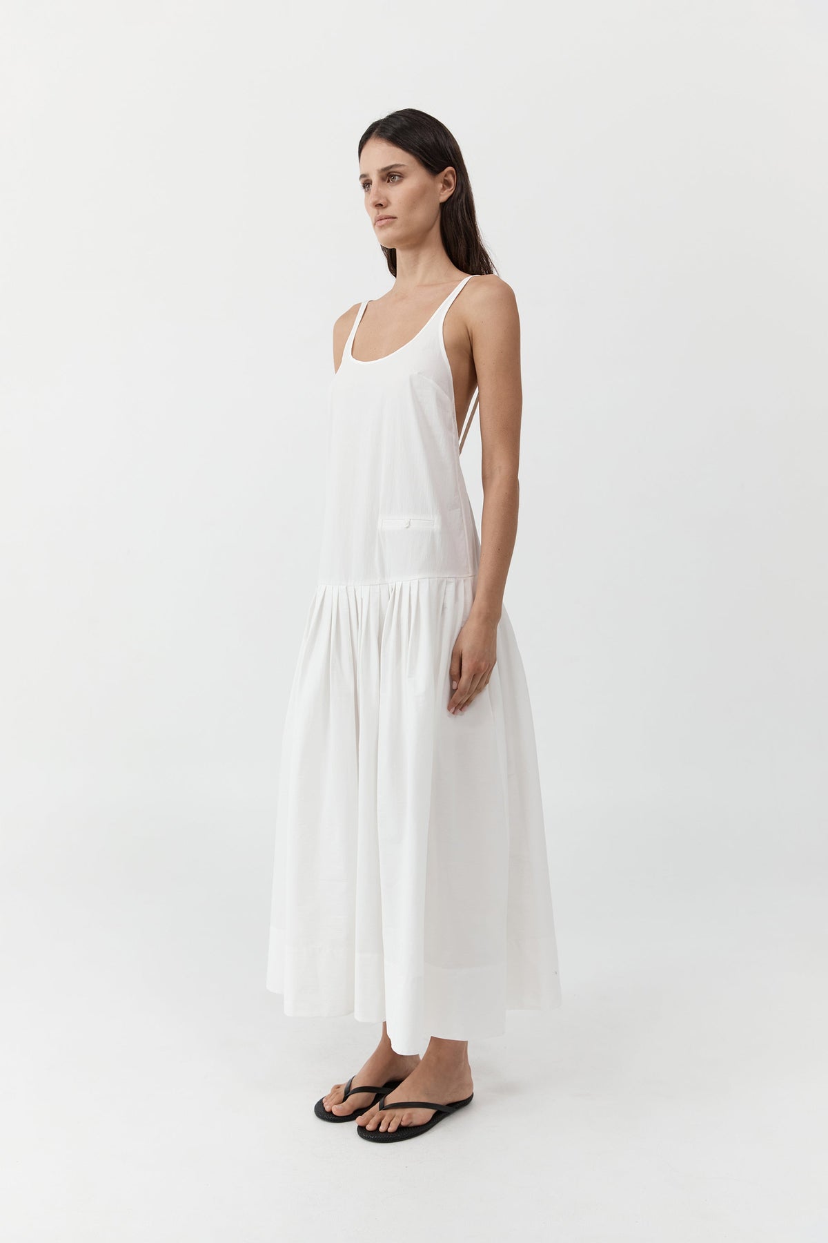 Relaxed Pleat Dress - Off White