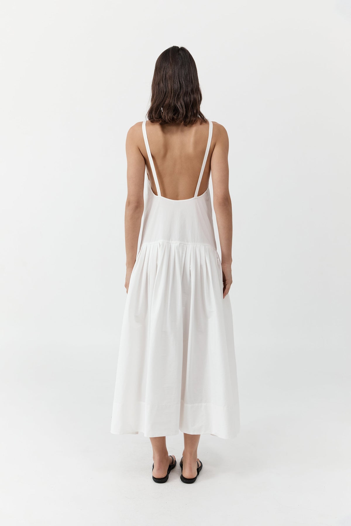 Relaxed Pleat Dress - Off White