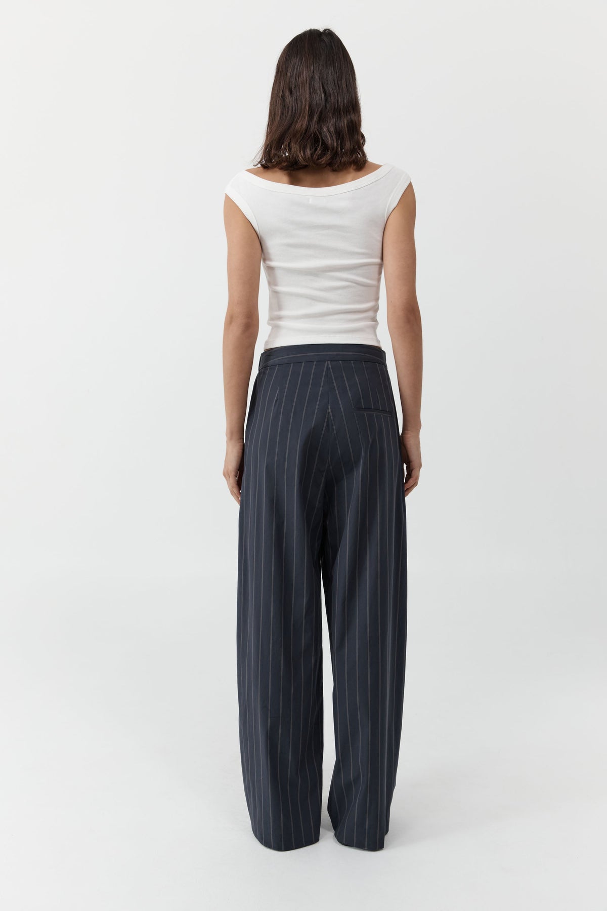 Stripe Relaxed Pleat Pants - Ink Stripe