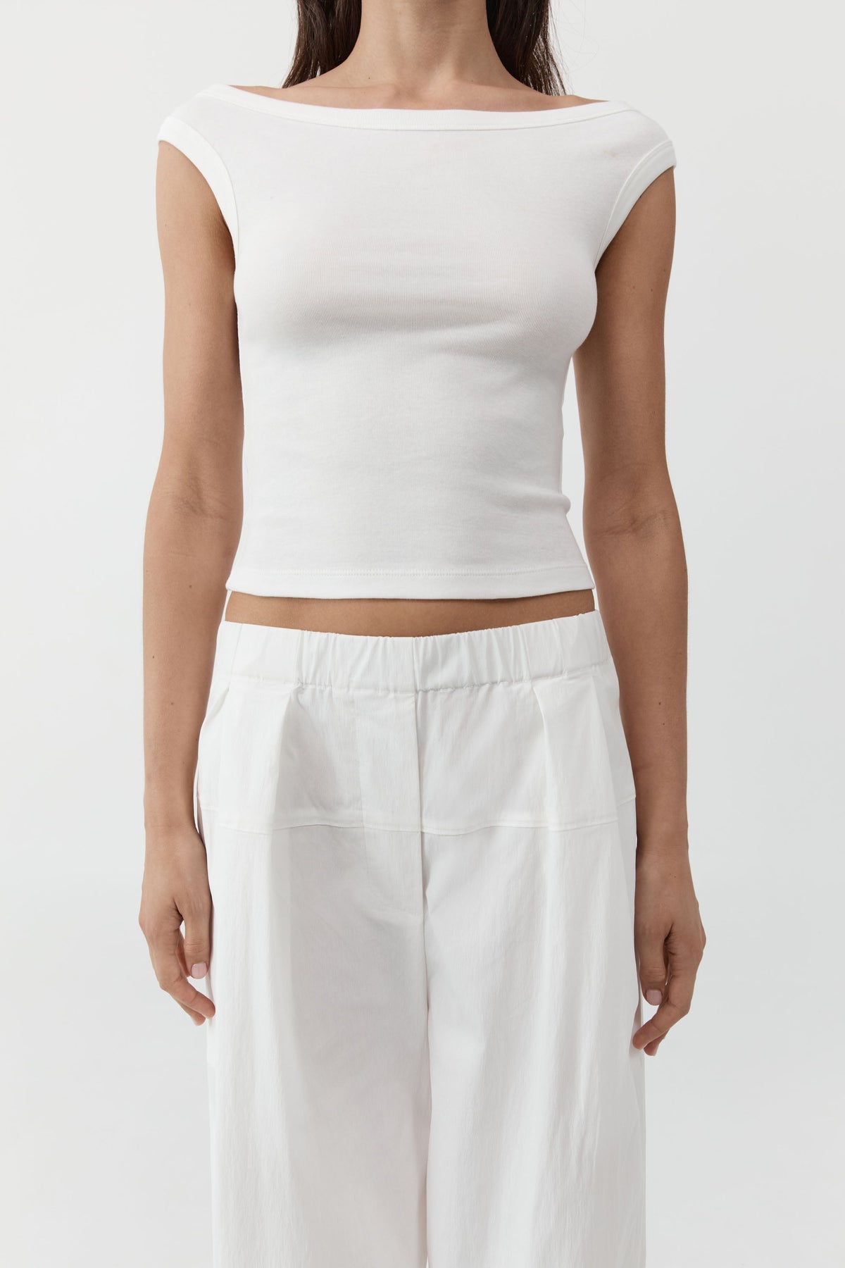 Organic Cotton Off Shoulder Top - White