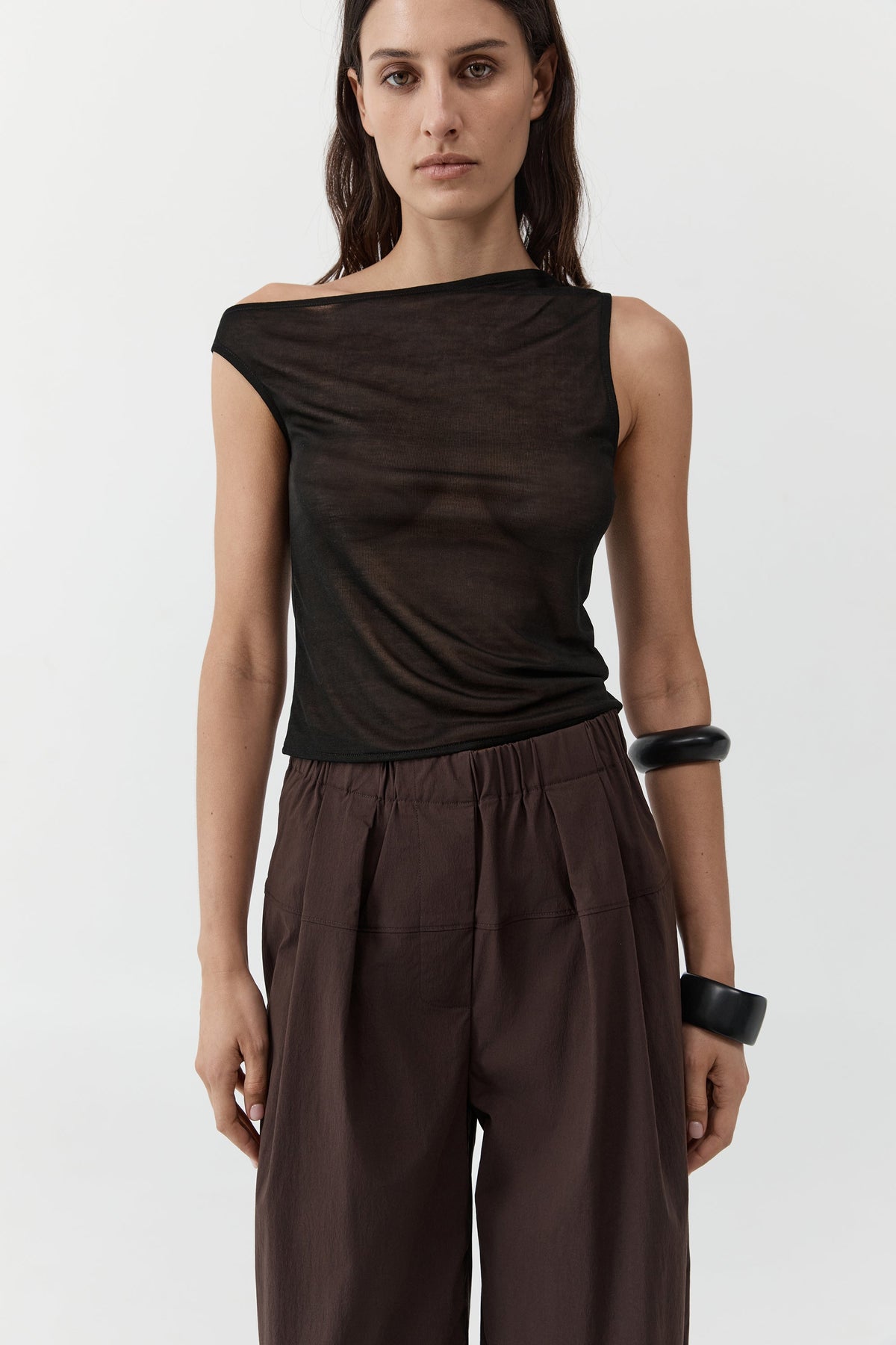 Fine Jersey Asymm Top - Black