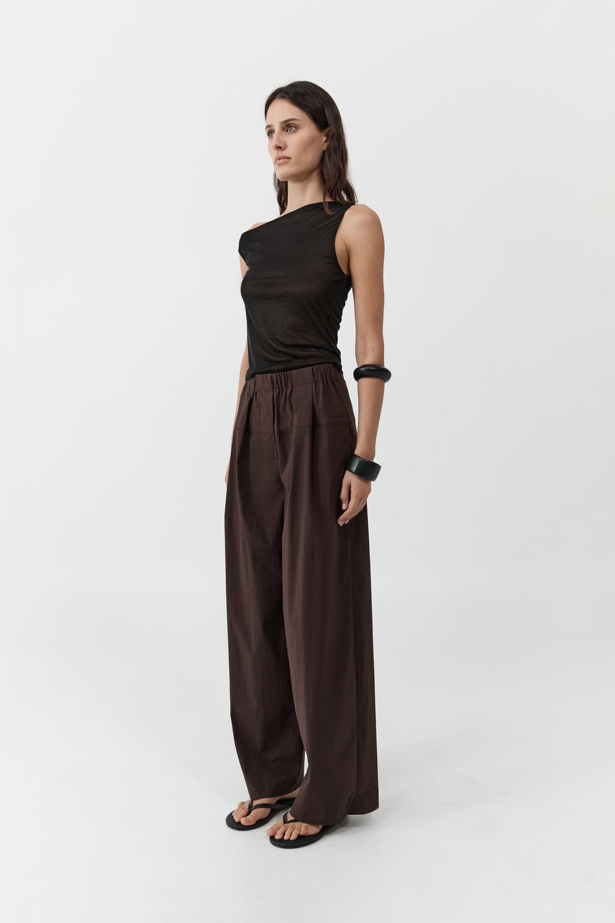 Relaxed Pleat Pants - Bark