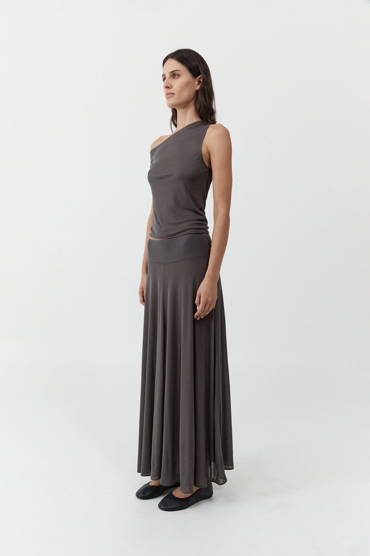 PRE-ORDER: Fluid Jersey Skirt - Soot