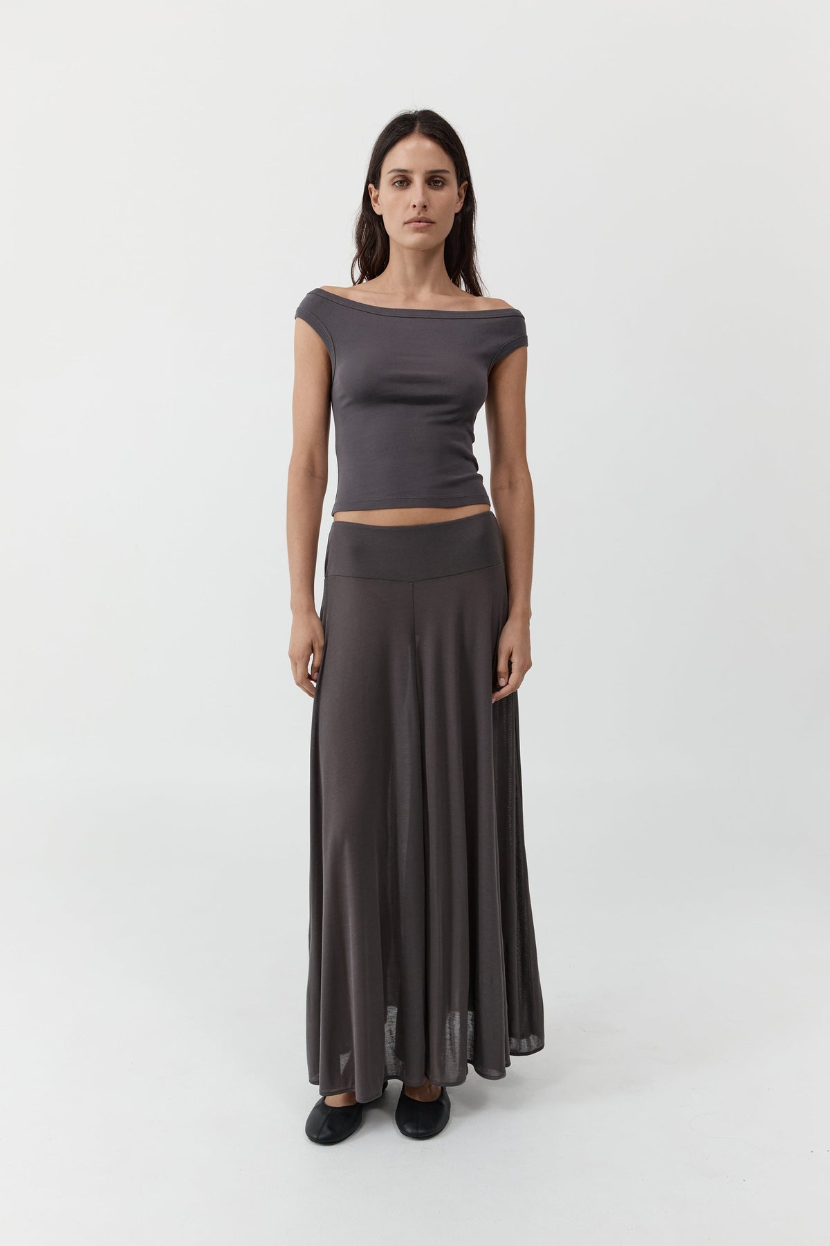 Fluid Jersey Skirt - Soot