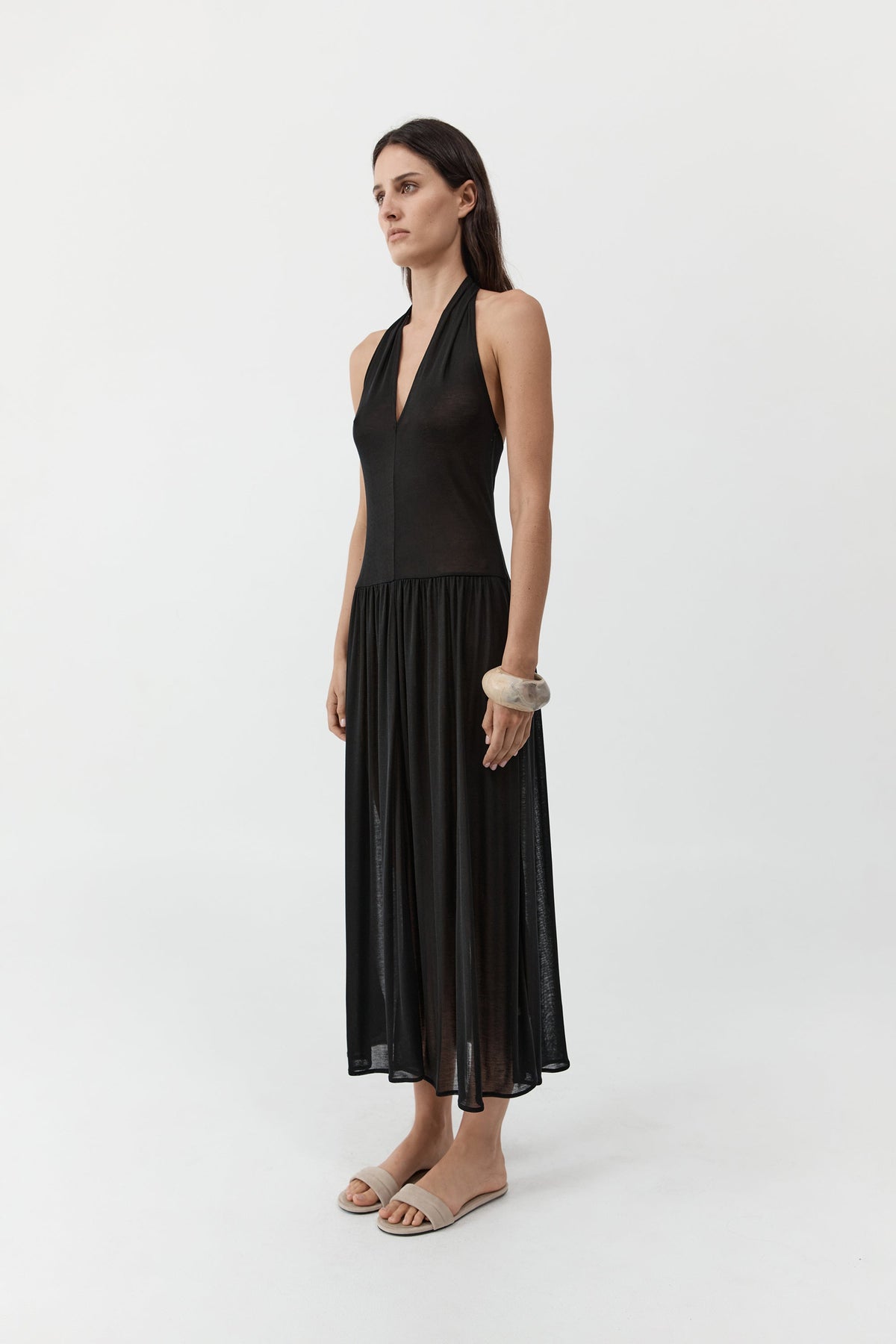 Fluid Jersey Halter Dress - Black