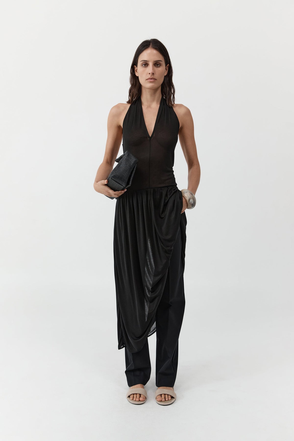St. Agni | Fluid Jersey Halter Dress