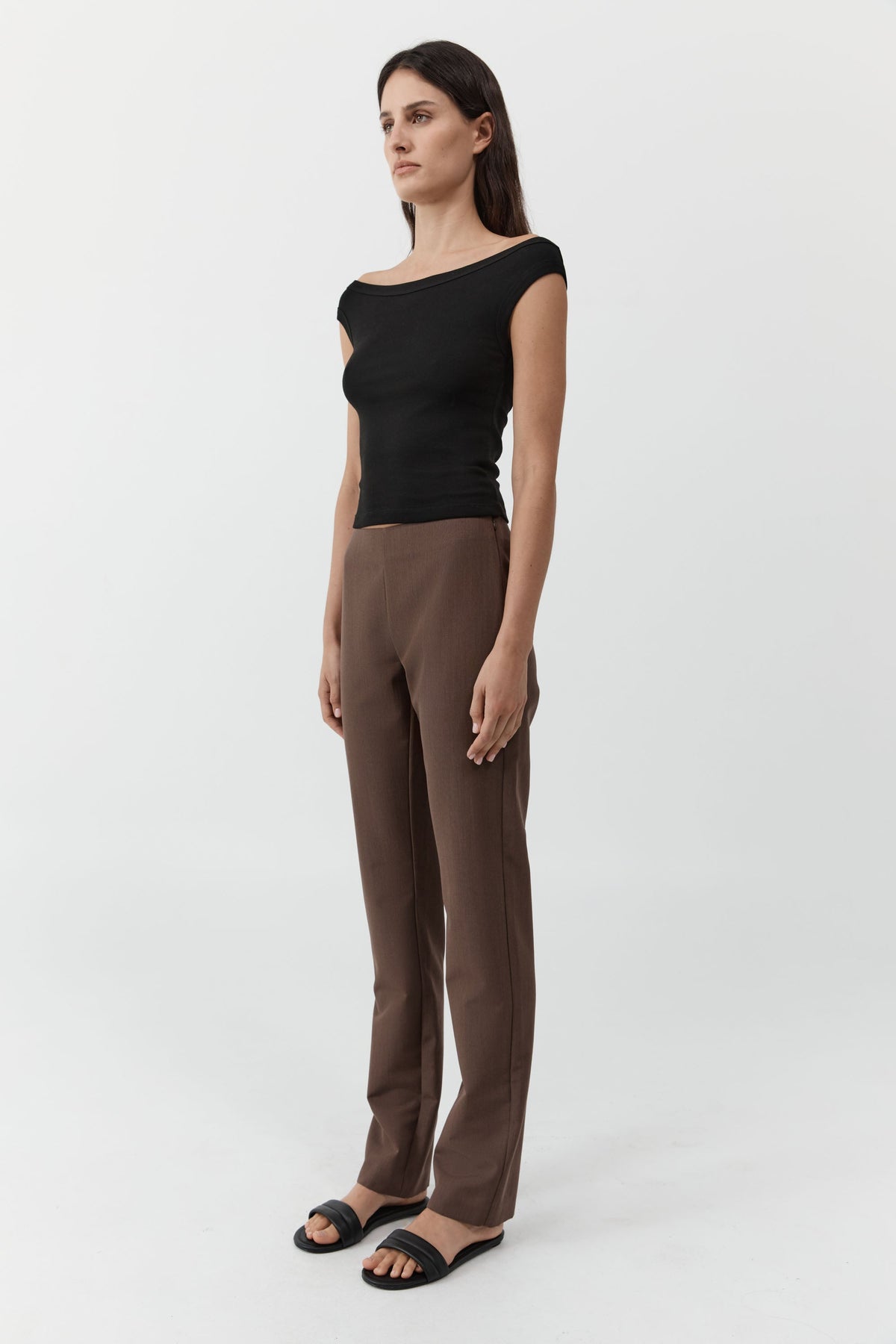 Organic Cotton Off Shoulder Top - Jet Black