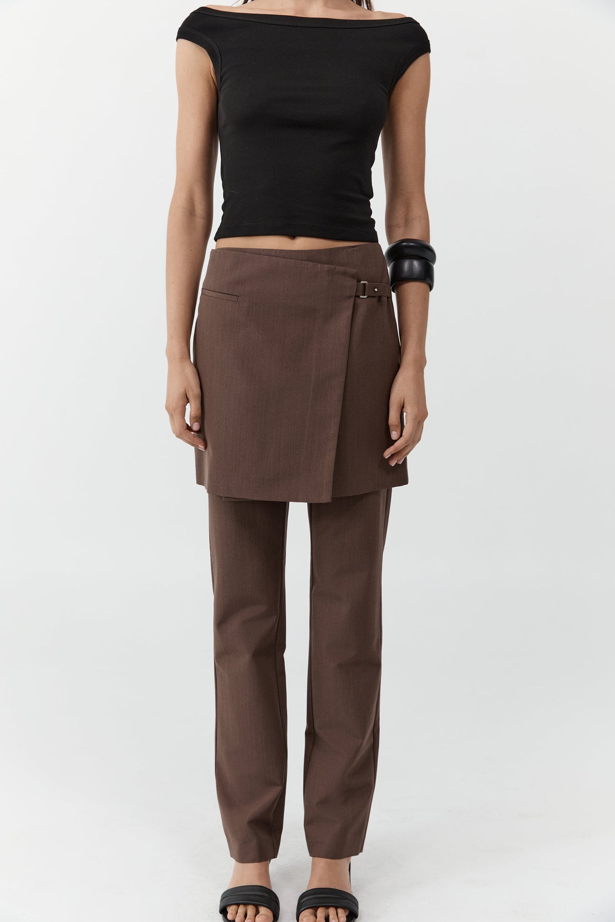 Silk Canvas Wrap Skirt - Mud