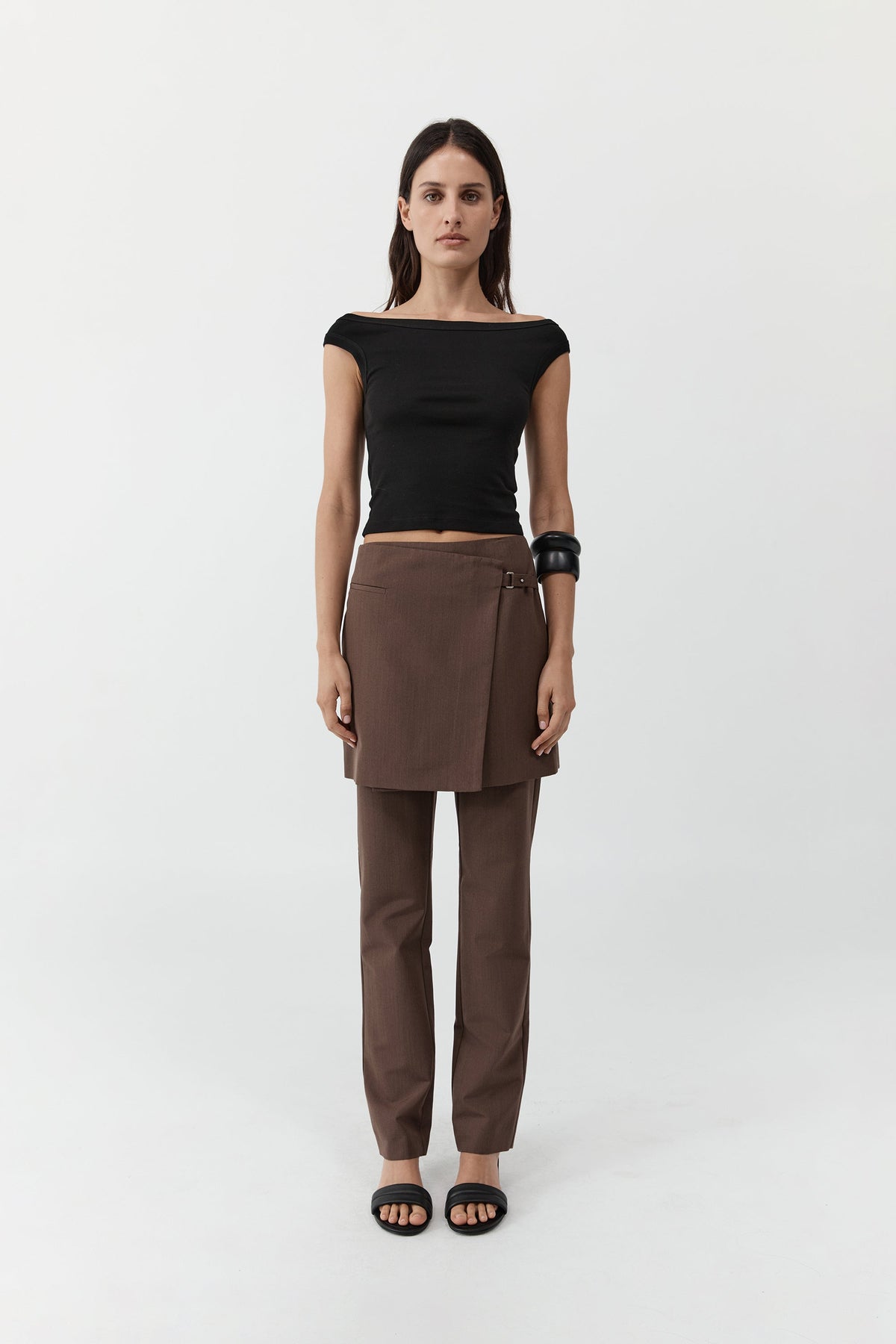 Silk Canvas Wrap Skirt - Mud
