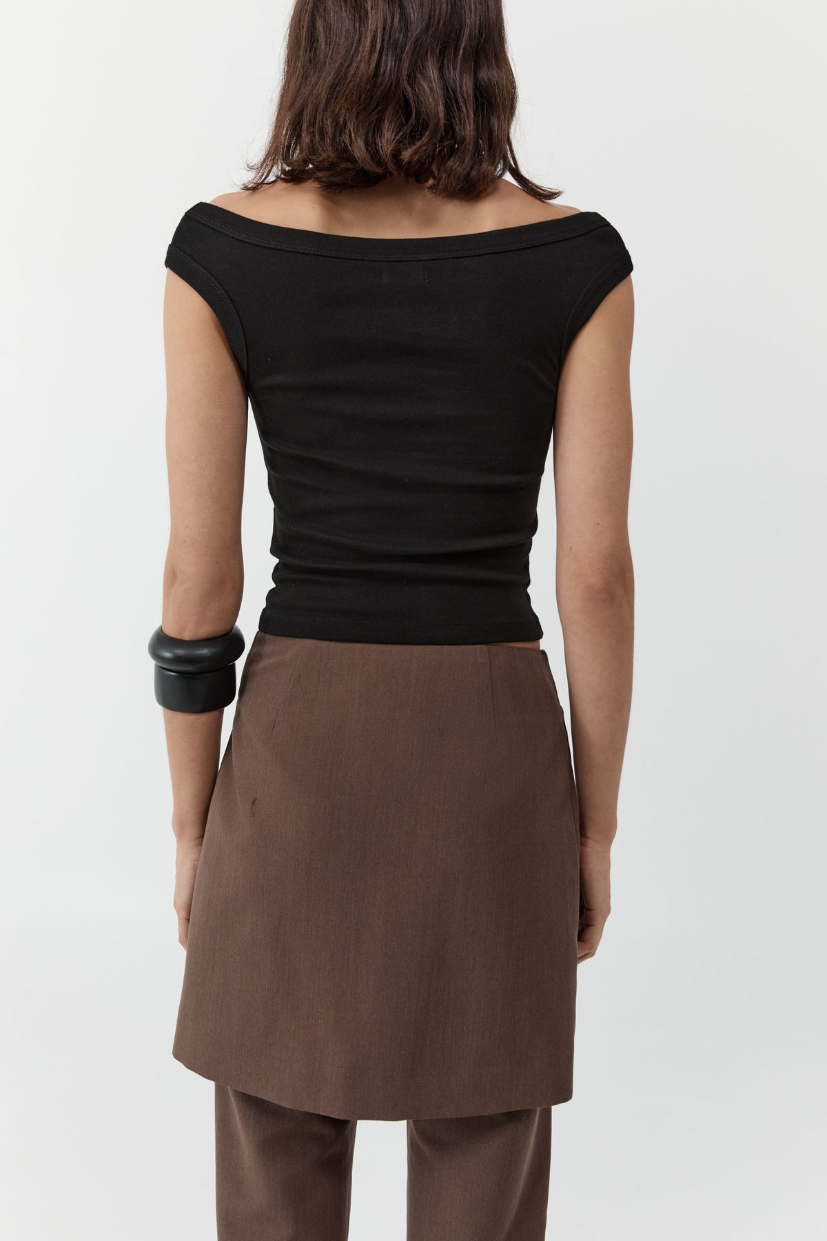 Organic Cotton Off Shoulder Top - Jet Black