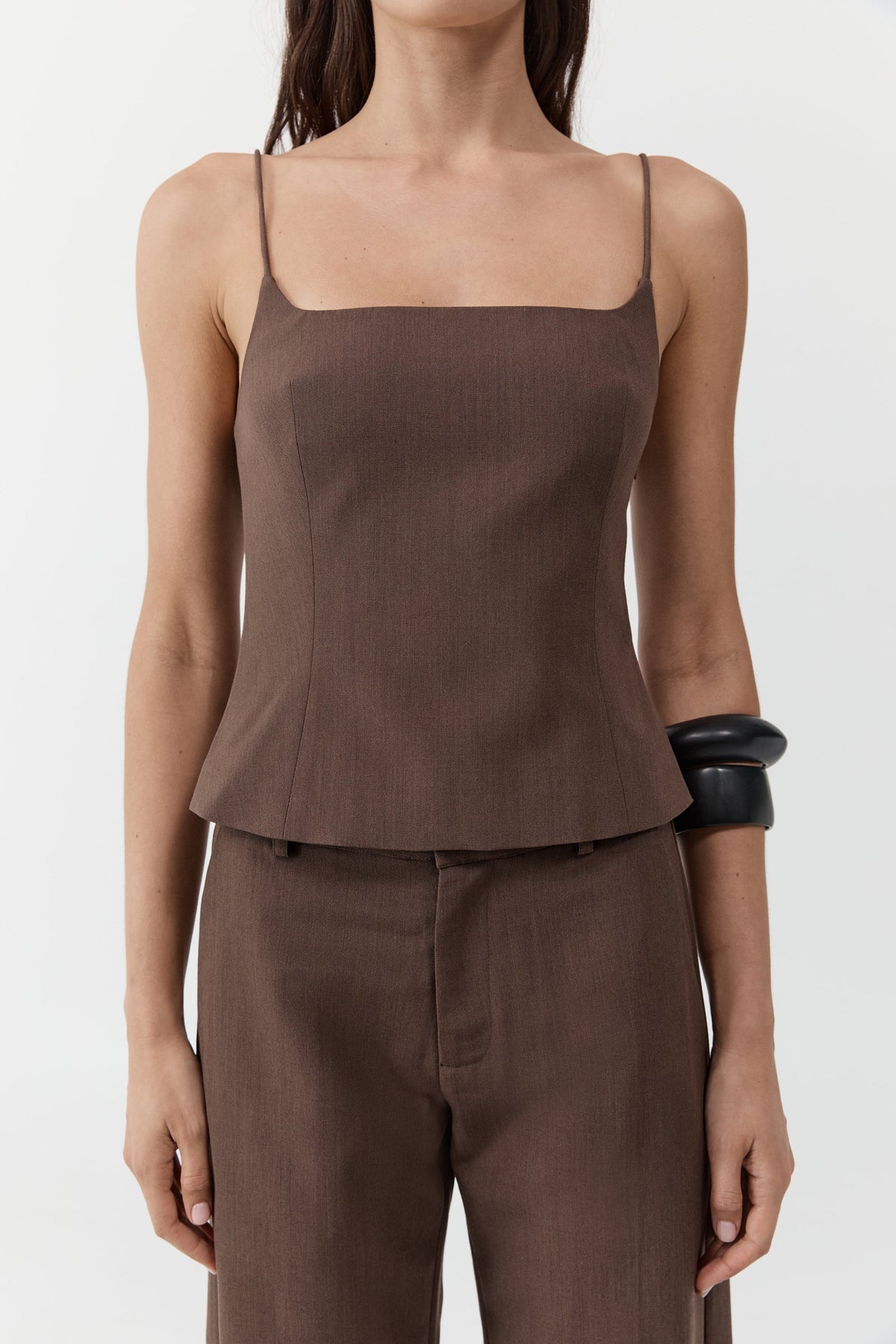 Silk Canvas Cami - Mud