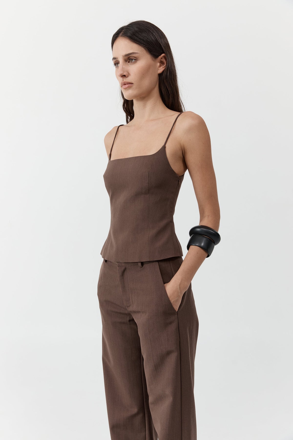 Silk Canvas Cami - Mud