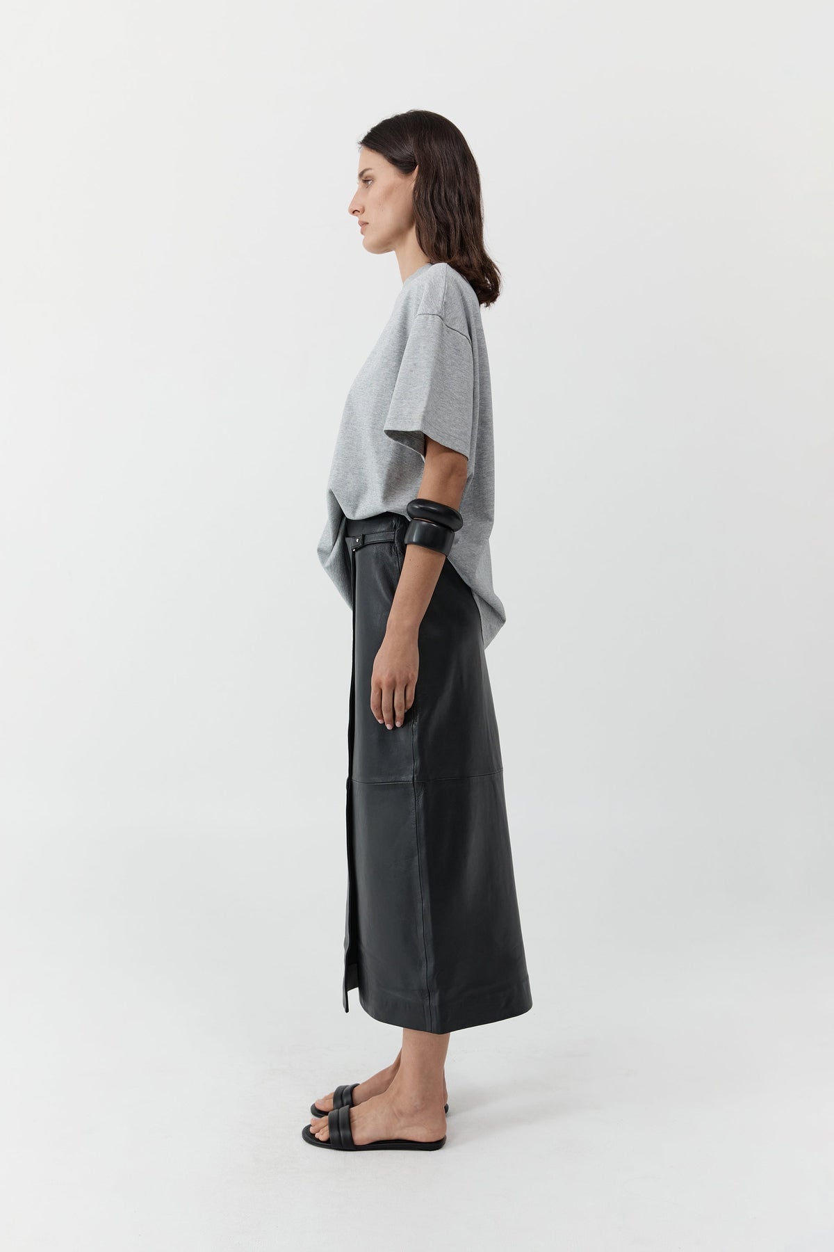 Leather Wrap Skirt - Black