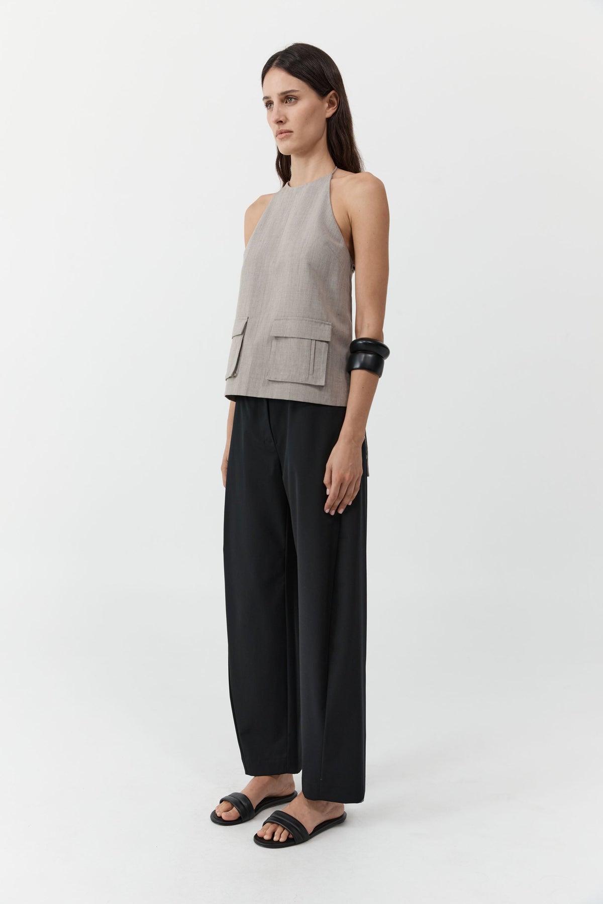 Fine Band Balloon Pants - Black