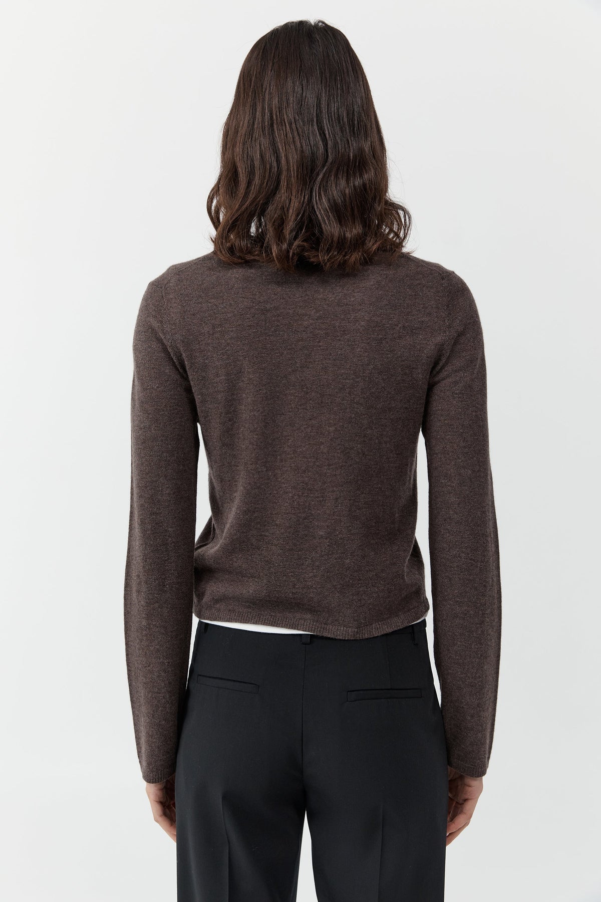 Fine Merino V Neck Sweater - Mulch