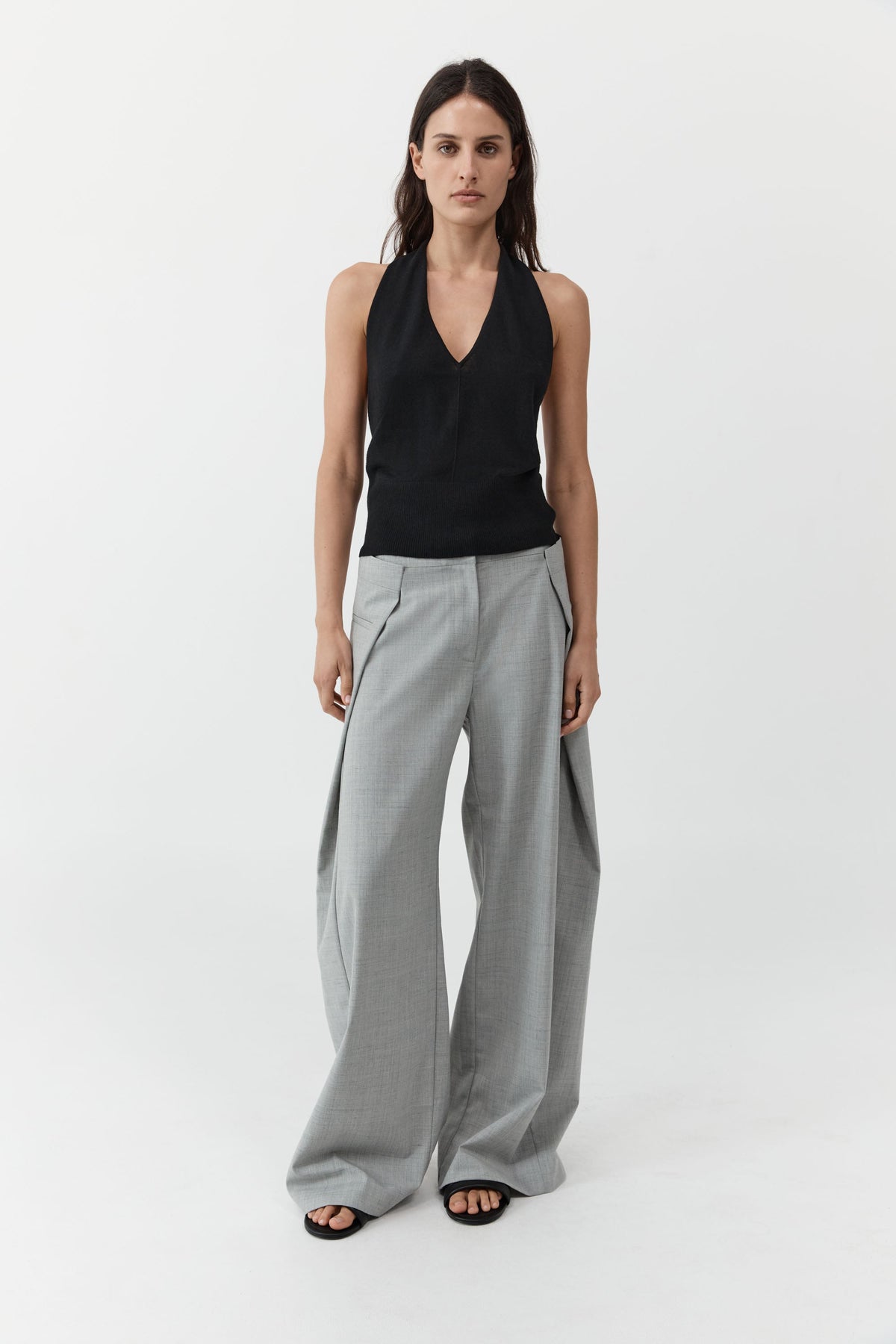 Fine Merino Halter Top - Black