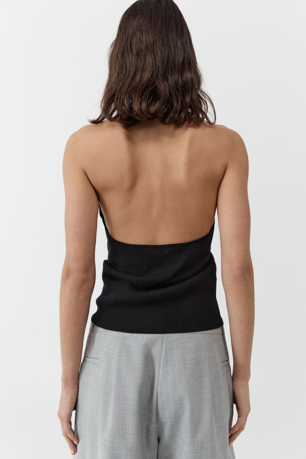 Fine Merino Halter Top - Black